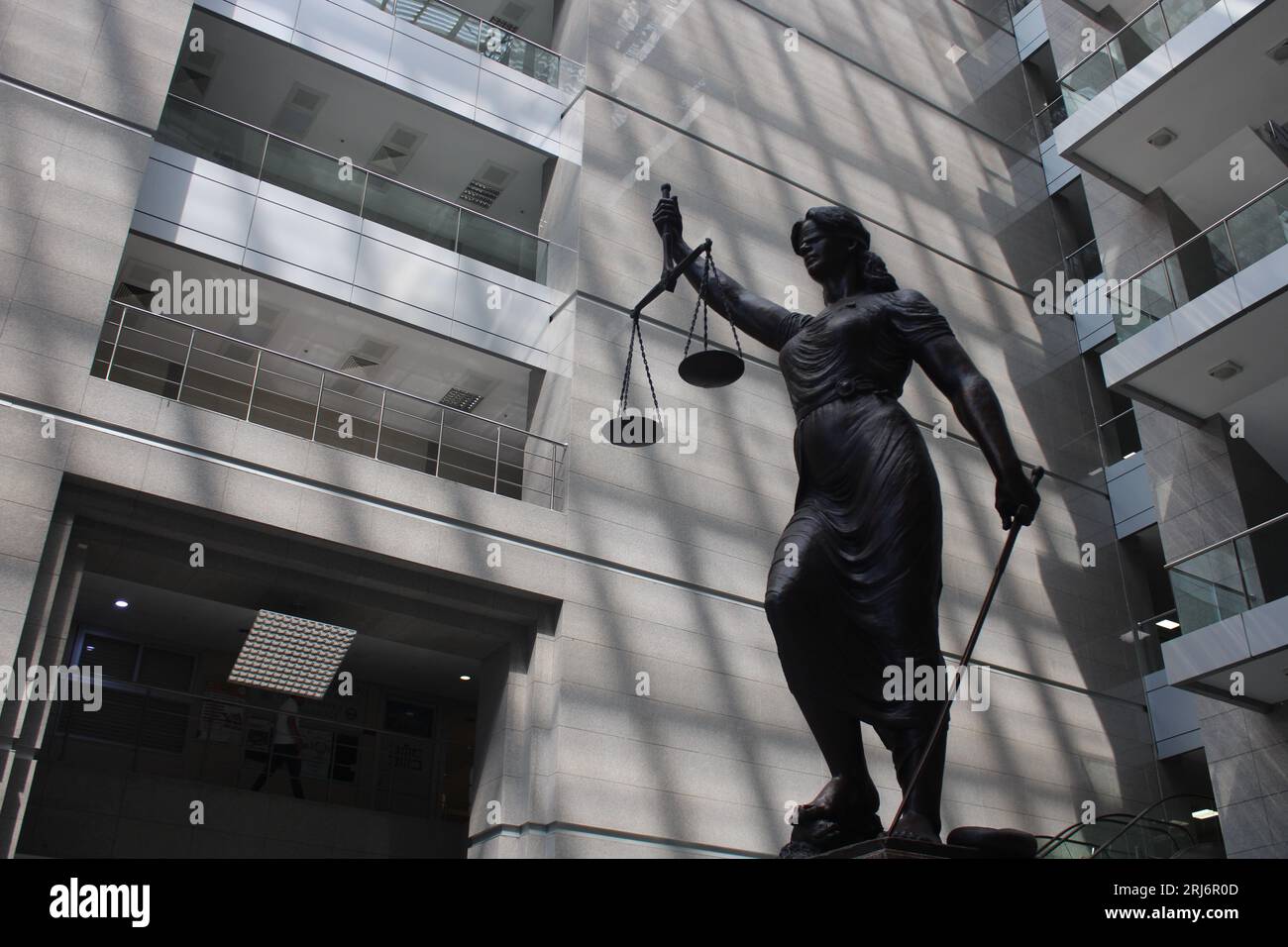 Statue of a female judge representing justice and law inside the