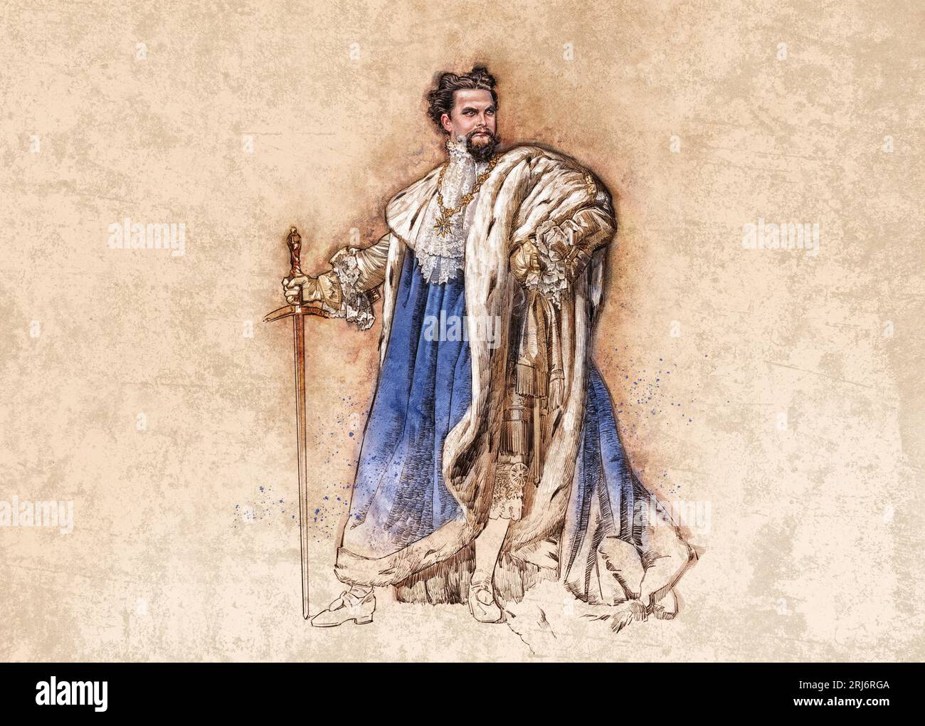 Illustration of King Ludwig II of Bavaria Stock Photo