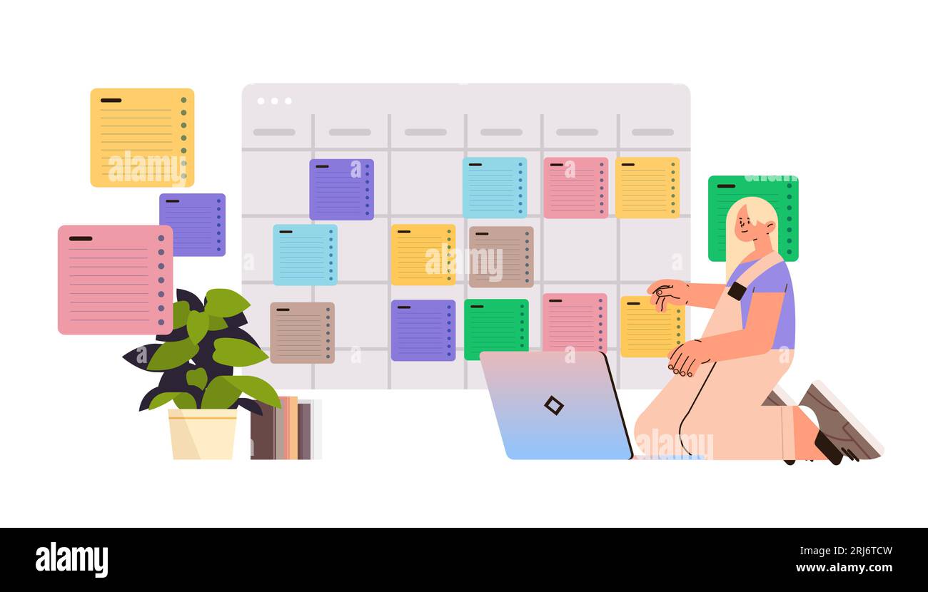 student using laptop to take digital notes scheduling stydy time online education e-learning concept Stock Vector