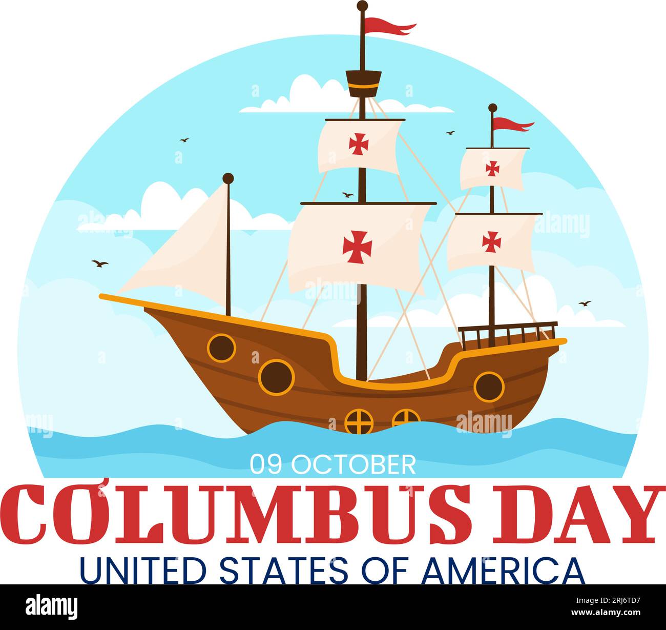 Happy Columbus Day Vector Illustration of National Usa Holiday with