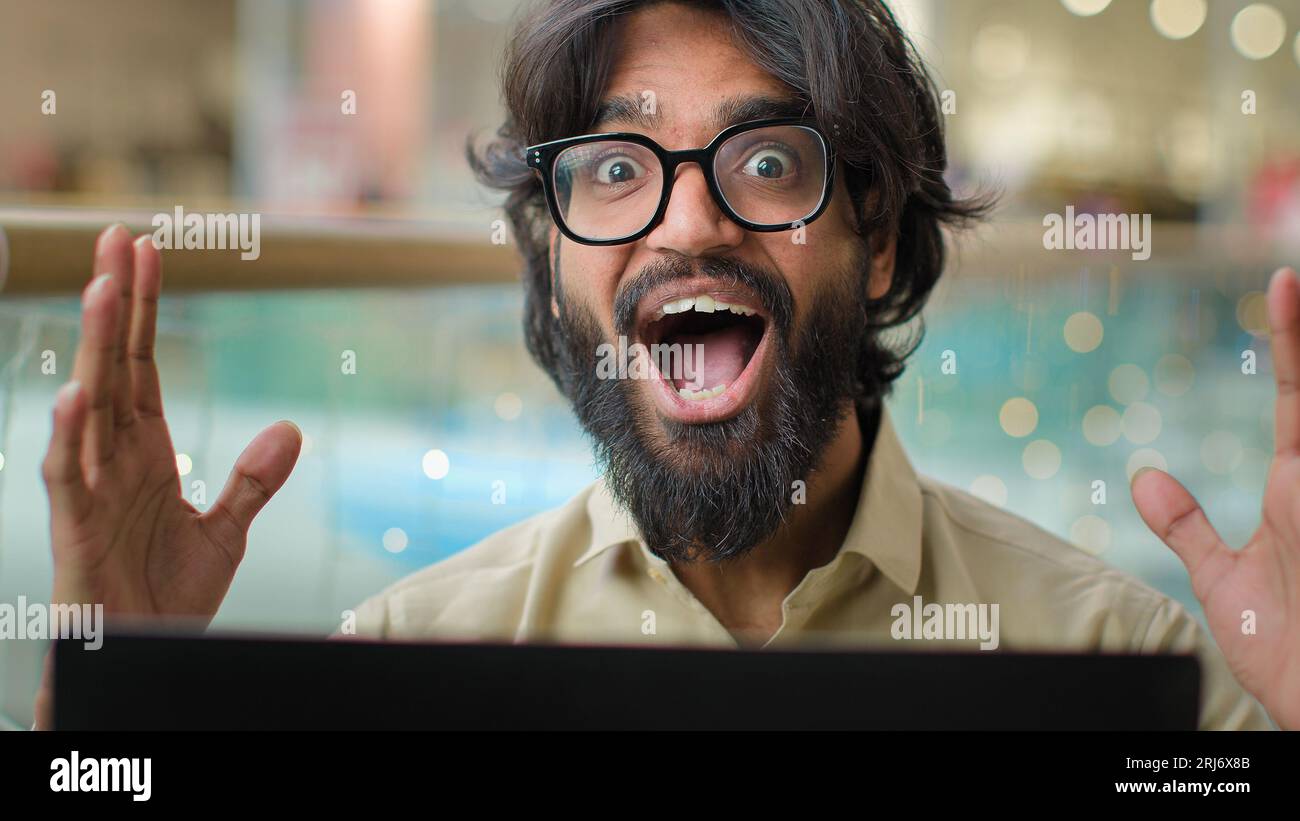 Excited amazed indian bearded hi-res stock photography and images - Alamy