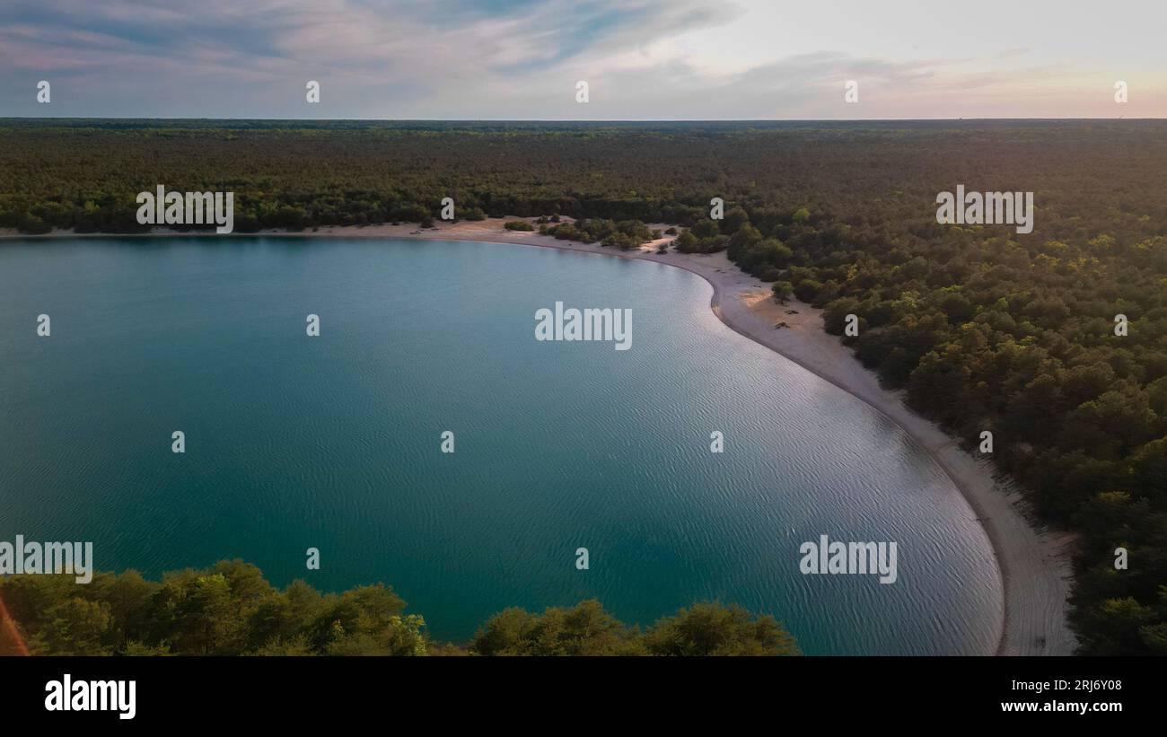 An aerial view of Blue hole in the New Jersey Pine Barrens Stock Photo