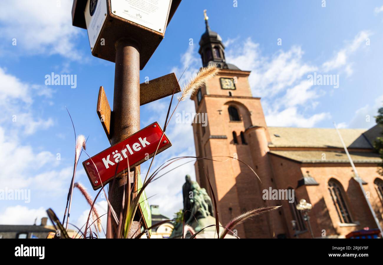 Signs and symbols, Falu Kristine church, Falun, Sweden. Stock Photo