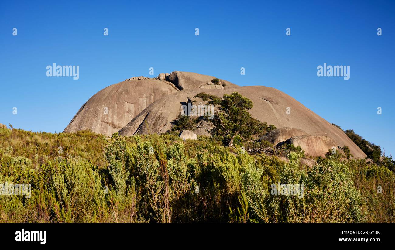 A closeup of Paarl Rocks and Paarl at the mountains of Paarl under the ...