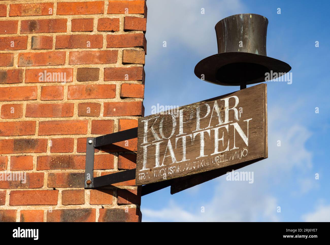 Signs and symbols, a tile building, Falun, Sweden. Stock Photo