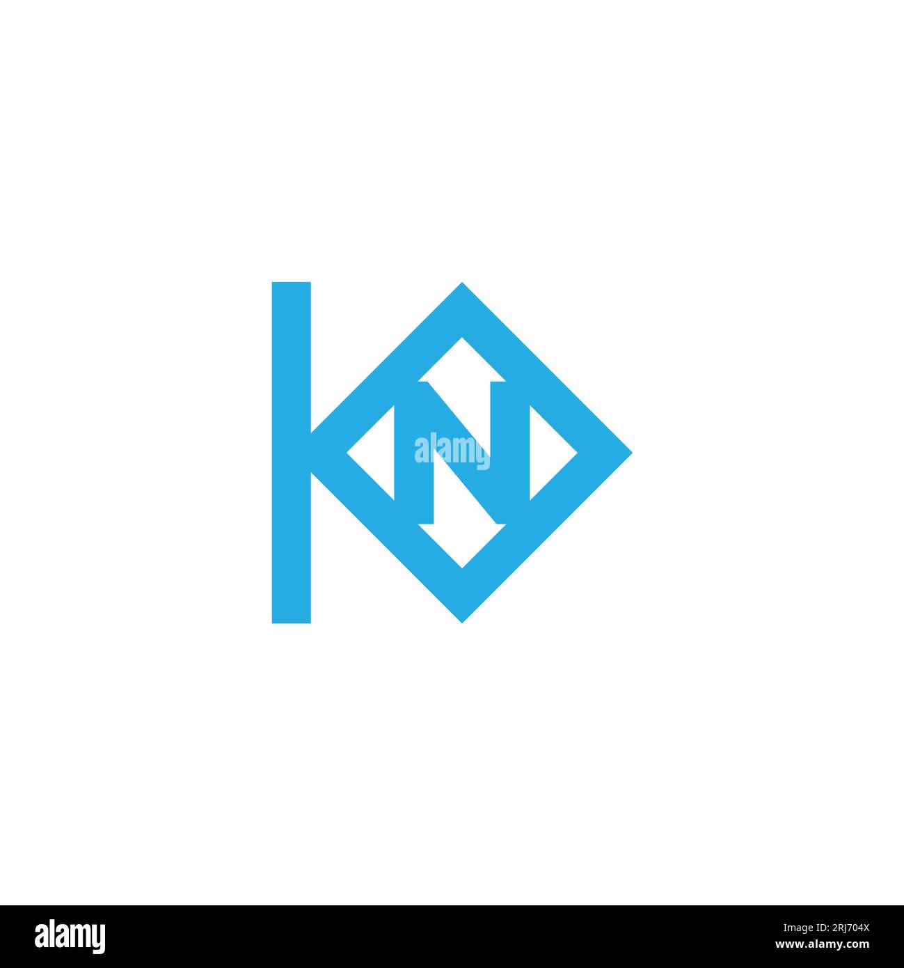 letter kn linked blue diamond logo vector Stock Vector