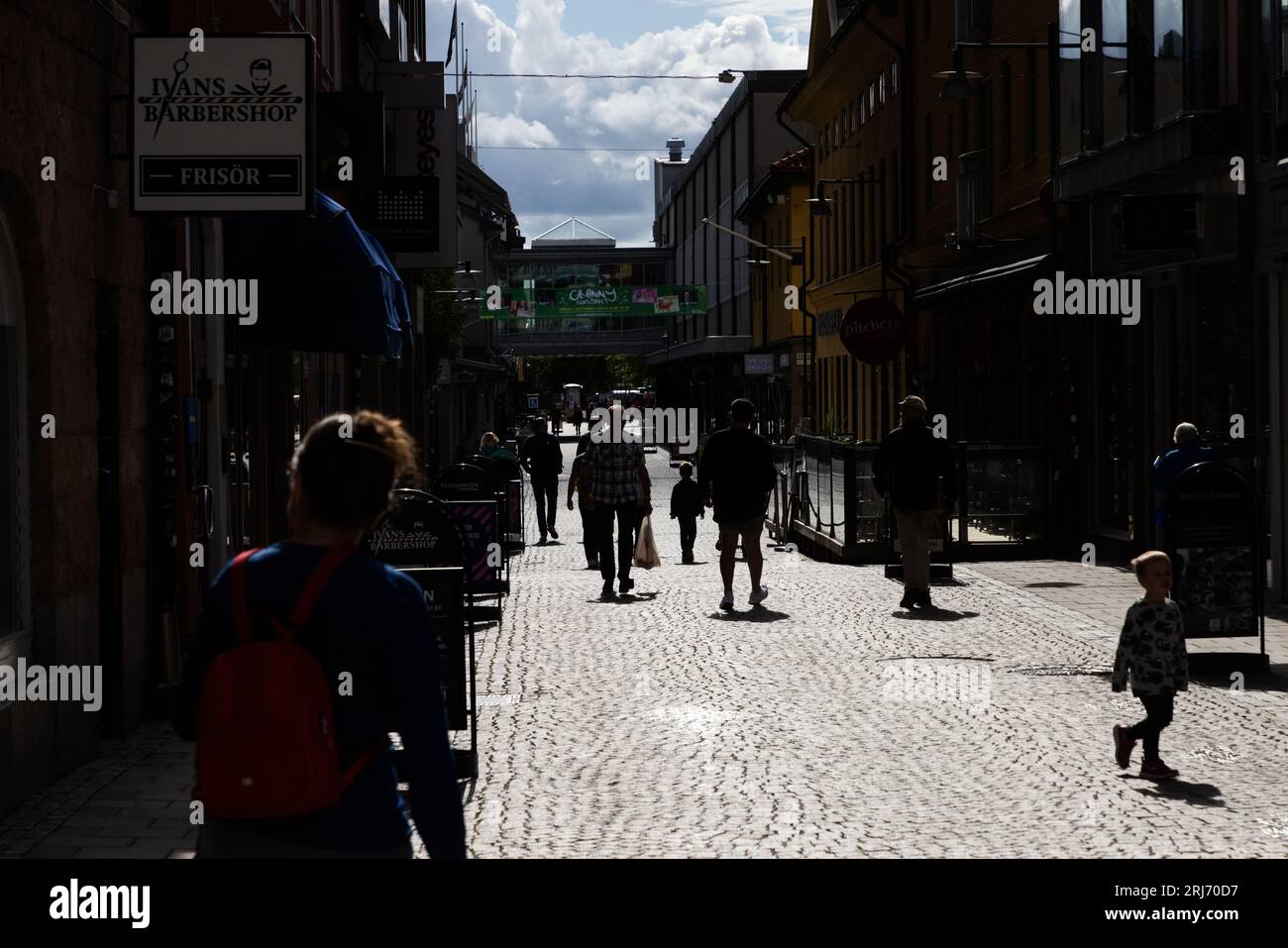 Daily life on Holmgatan, Falun, Sweden. Stock Photo
