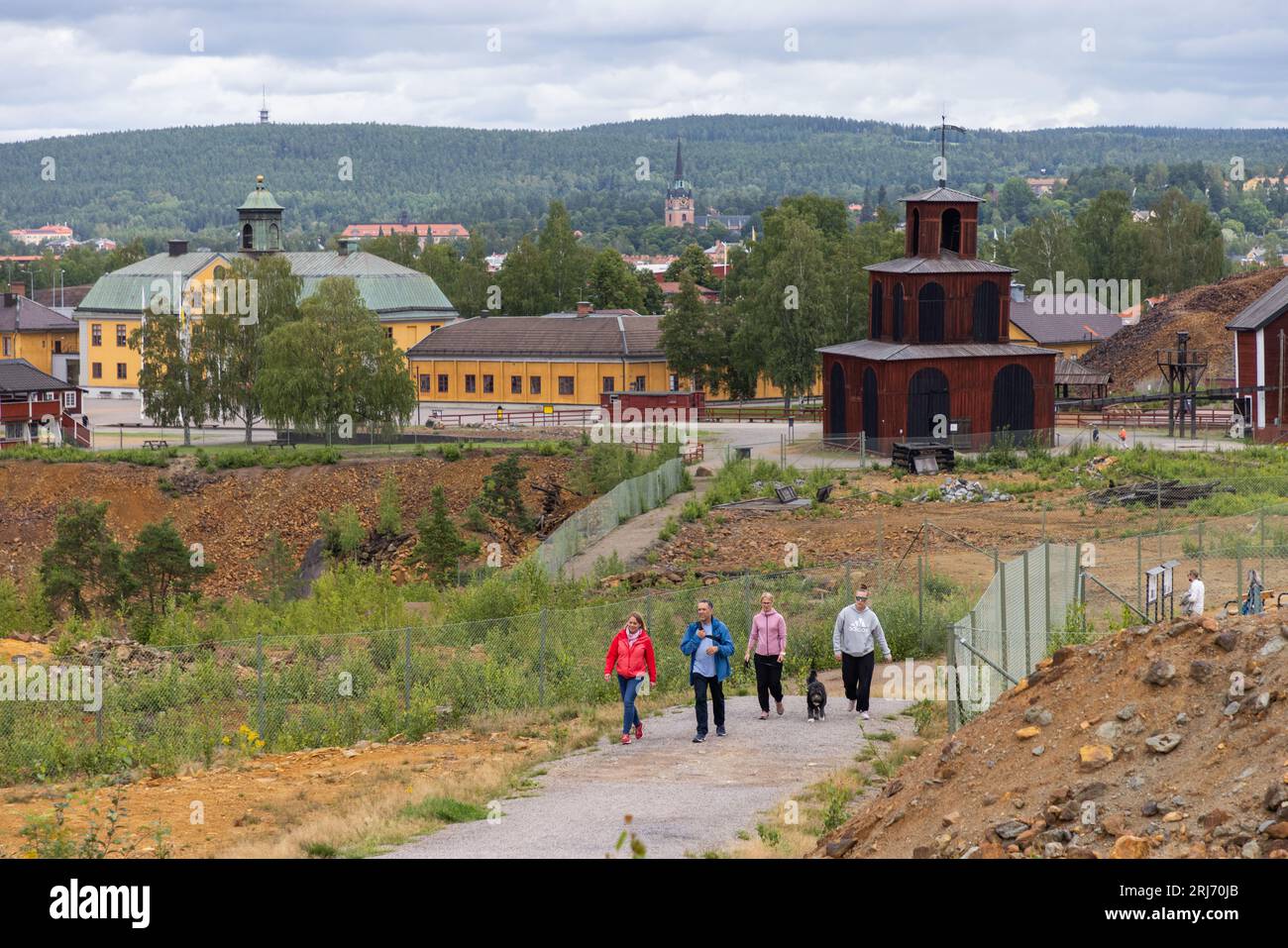 The World heritage Falun Mine, Falun, Sweden. In the picture: Tourists at The Great Pit. Stock Photo