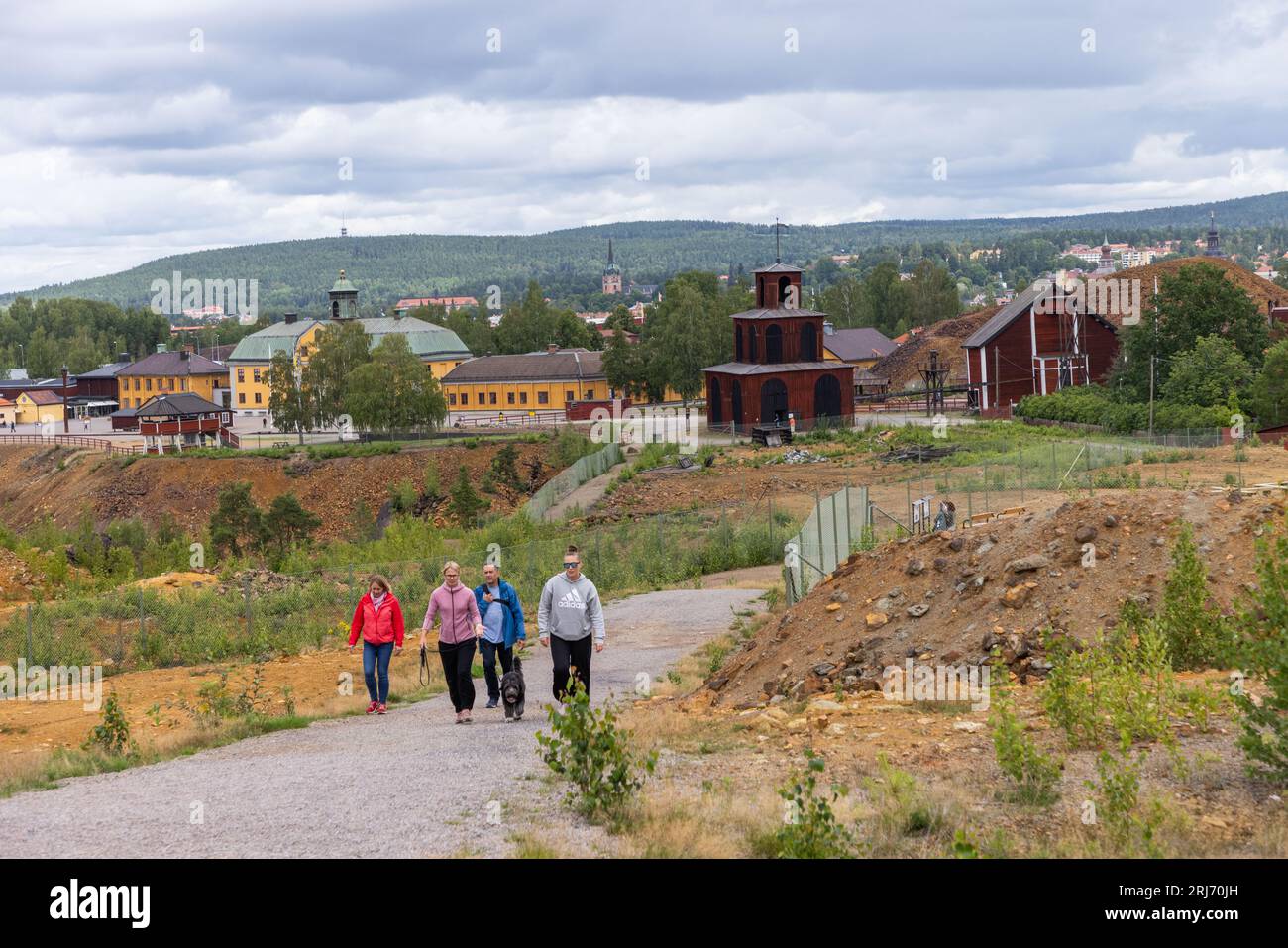 The World heritage Falun Mine, Falun, Sweden. In the picture: Tourists at The Great Pit. Stock Photo