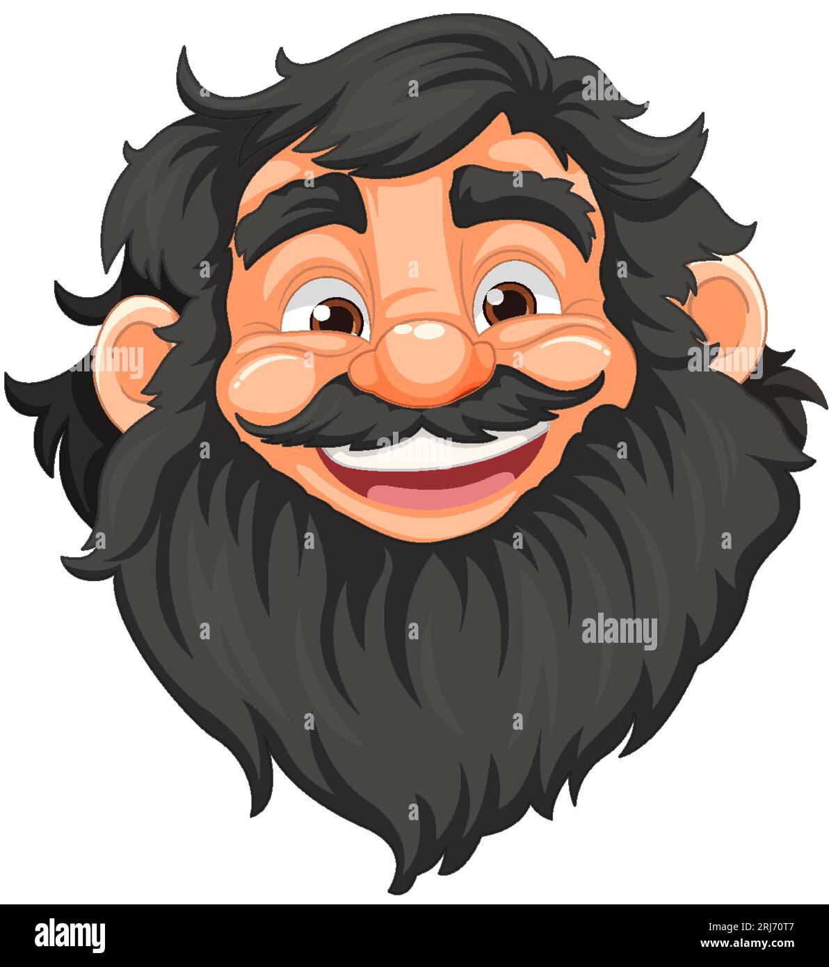 A cheerful vector illustration of an elderly man with a beard and ...