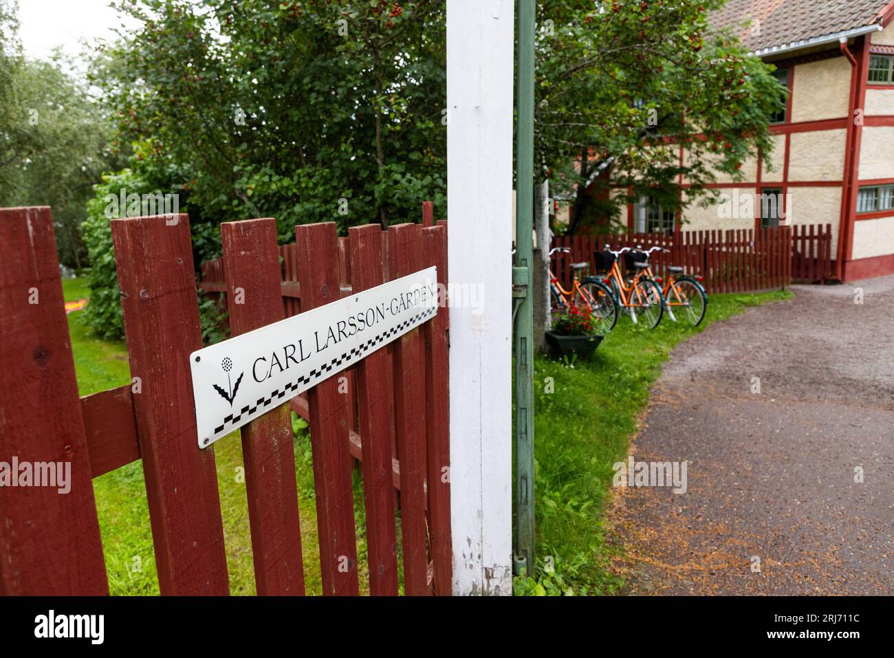 The Carl Larsson house in Sundborn, Dalarna County, Sweden. Sundborn is a locality situated in Falun Municipality, Dalarna County. The most famous resident was the painter Carl Larsson and his house (Little Hyttnäs) in Sundborn is a popular tourist attraction. Stock Photo