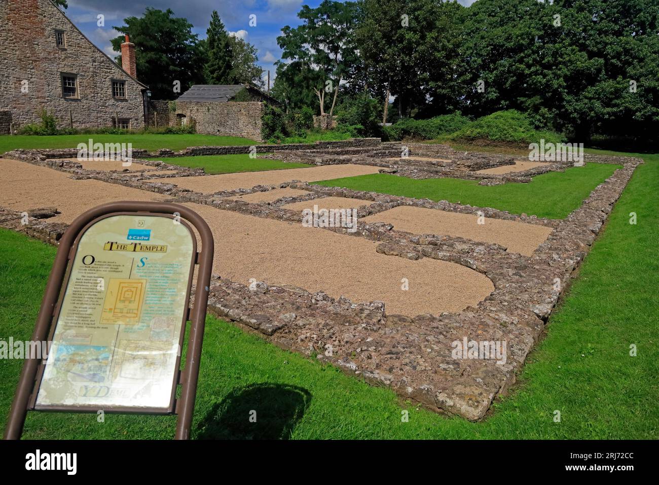 Site of Roman Temple; Roman buildings and excavations, Caerwent village, South Wales. August 2023.cym Stock Photo