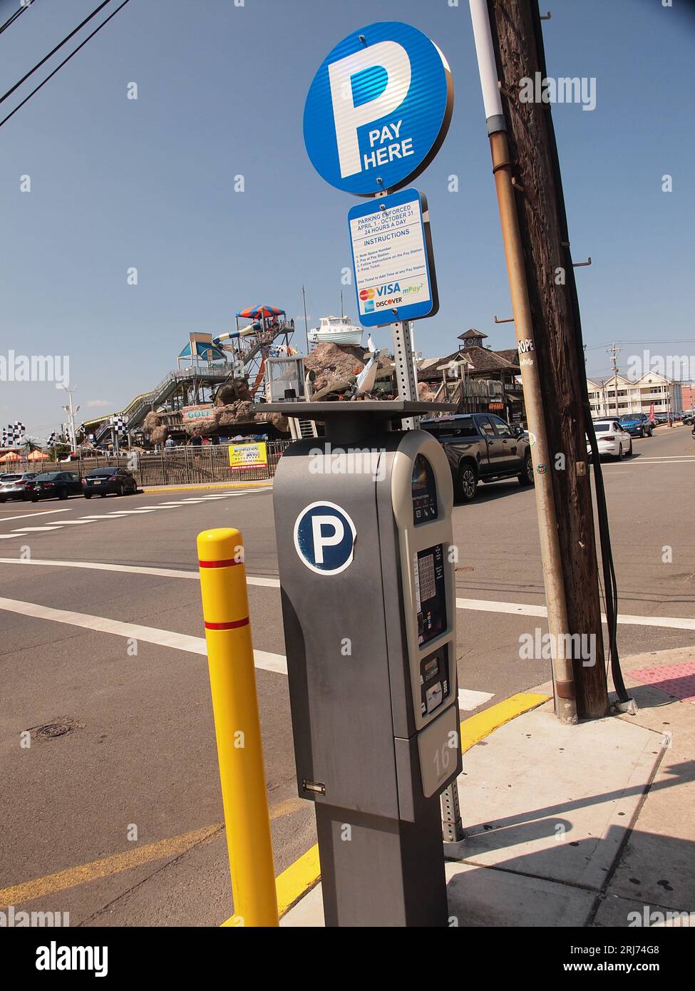 Parking meter pay station in Seaside Heights New Jersey with a