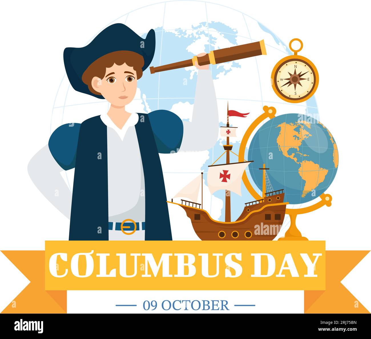 Happy Columbus Day Vector Illustration of National Usa Holiday with