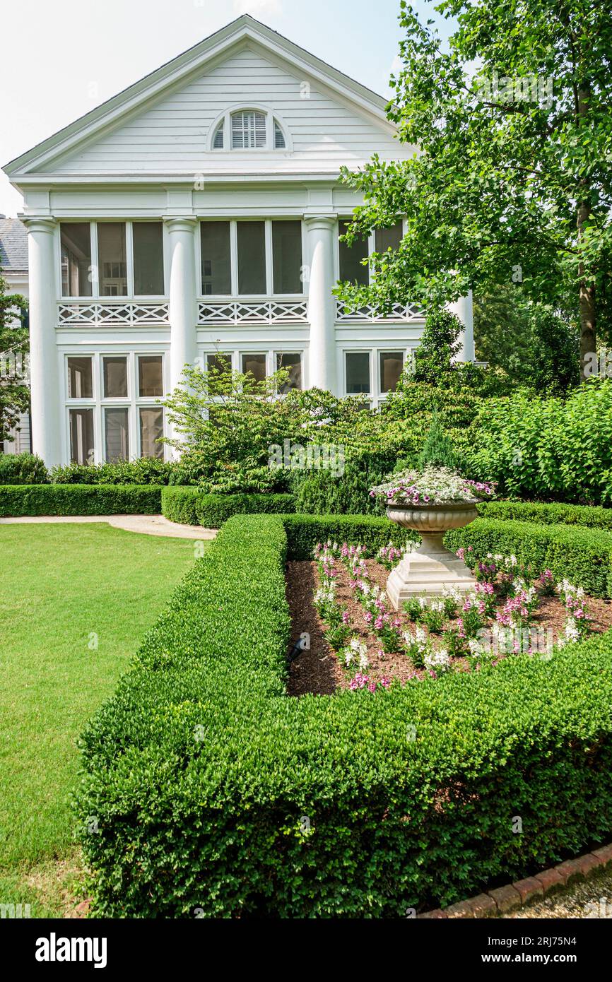 Charlotte North Carolina,Myers Park,The Duke Mansion,grounds flower garden landscaping hedges,outside exterior,building Stock Photo