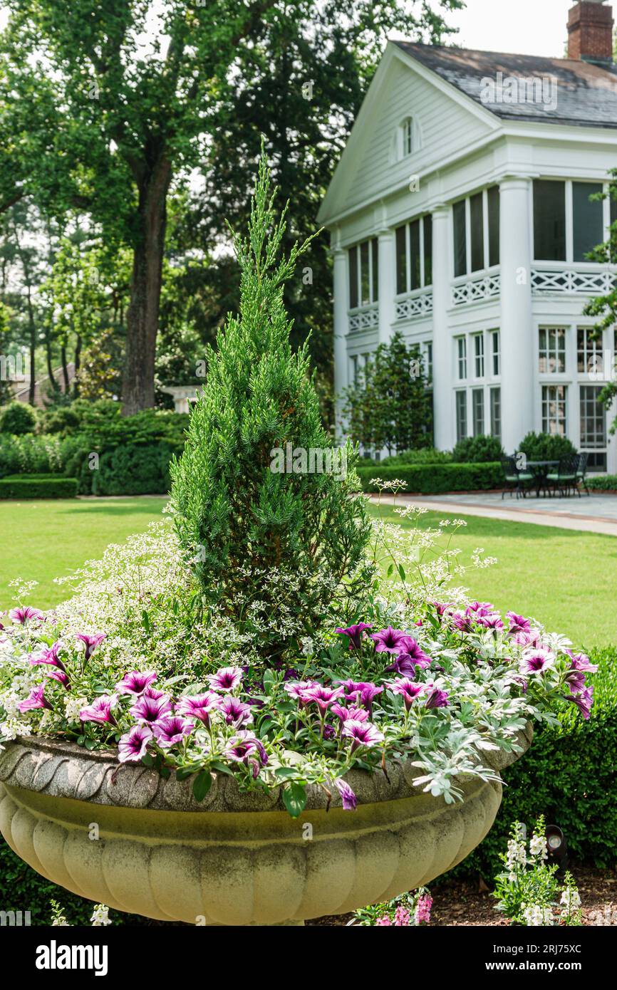 Charlotte North Carolina,Myers Park,The Duke Mansion,grounds flower garden landscaping,outside exterior,building Stock Photo