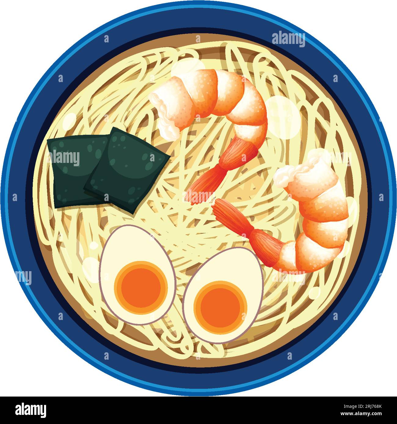 A mouthwatering dish of Japanese seafood topped with shrimp, egg, and