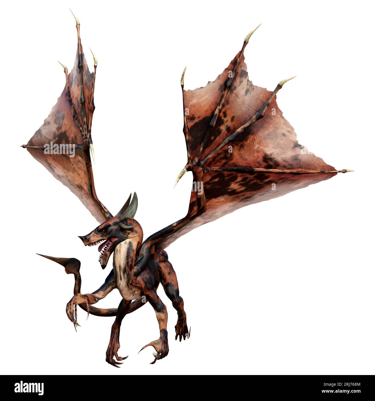 3D rendering of a fantasy dragon isolated on white background Stock ...