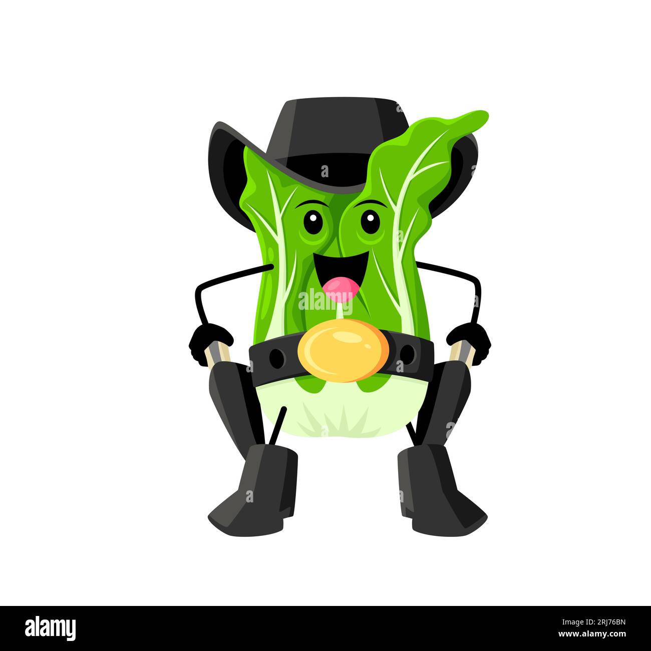 Cartoon Wild West chinese cabbage cowboy character. Farm ripe vegetable ...