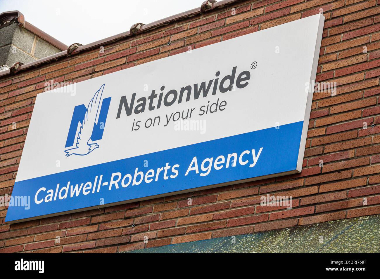 Gastonia North Carolina,Nationwide insurance services agency,outside exterior,building front entrance,sign information,promoting promotion,advertising Stock Photo