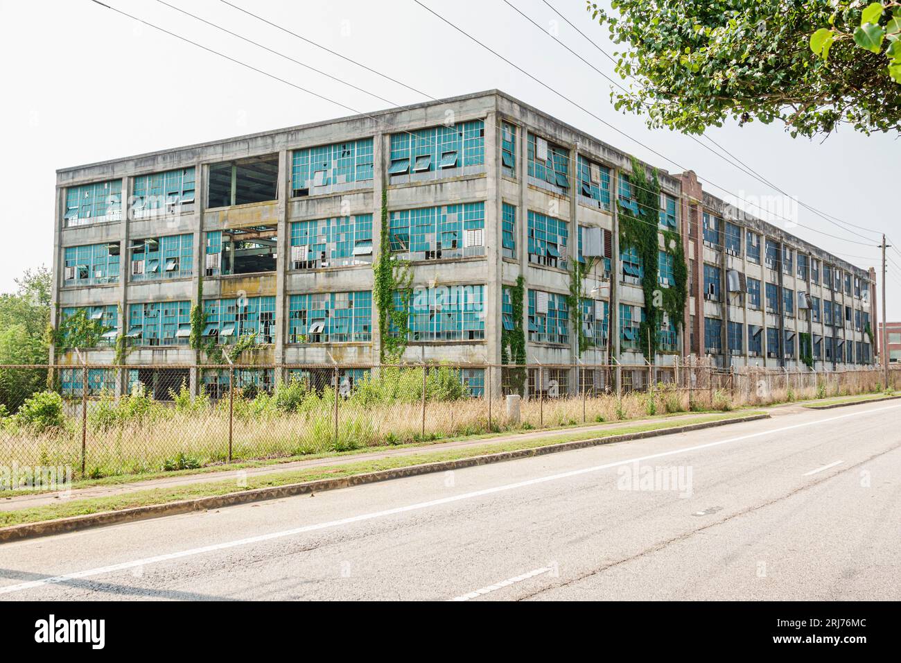 Clover South Carolina,former Southern Industries textile mill yarn plant,shut down abandoned empty,economy jobs lost,outside exterior,building Stock Photo