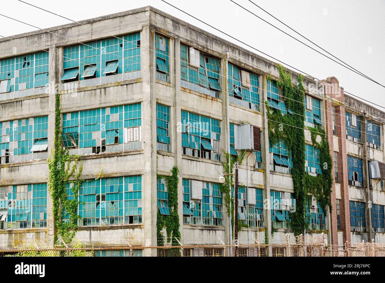 Clover South Carolina,former Southern Industries textile mill yarn plant,shut down abandoned empty,economy jobs lost,outside exterior,building Stock Photo