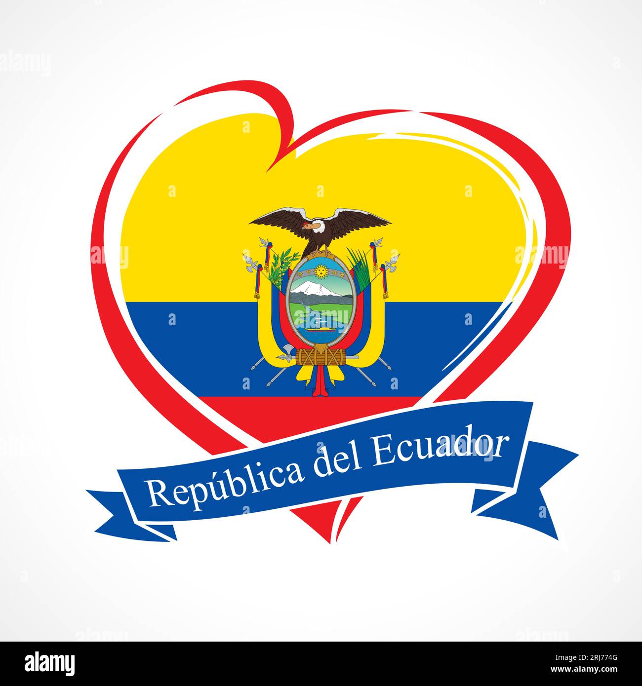 Ecuador flag in heart shape. Creative Ecuadorian logo. T shirt design