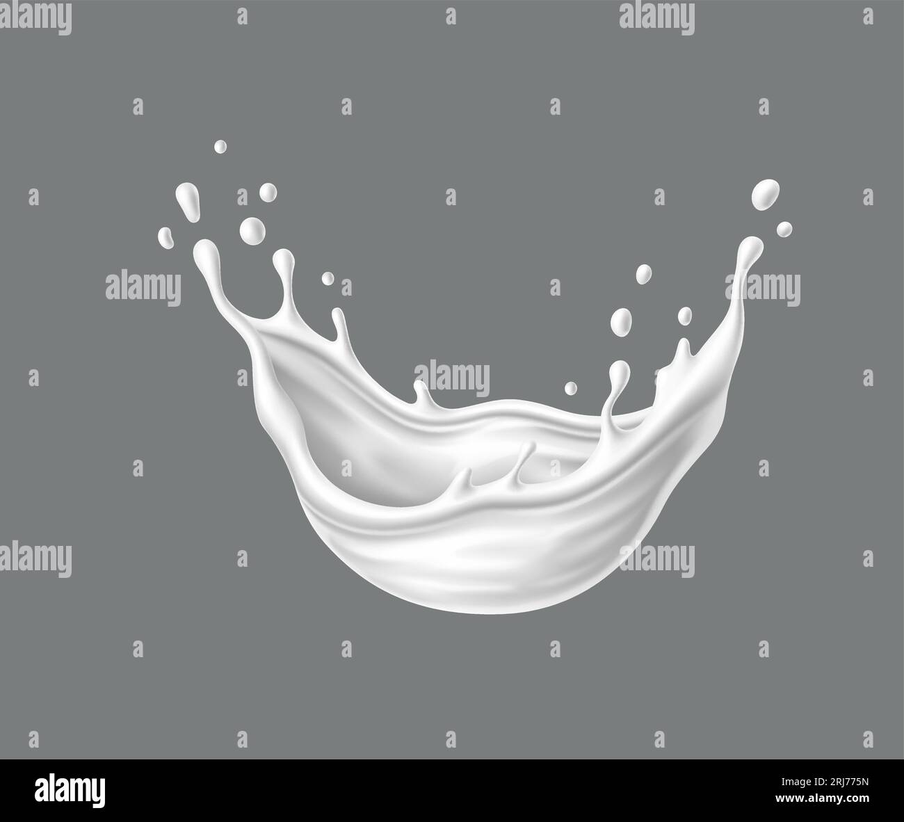 Liquid white yogurt and milk cream wave splash. Isolated realistic 3d