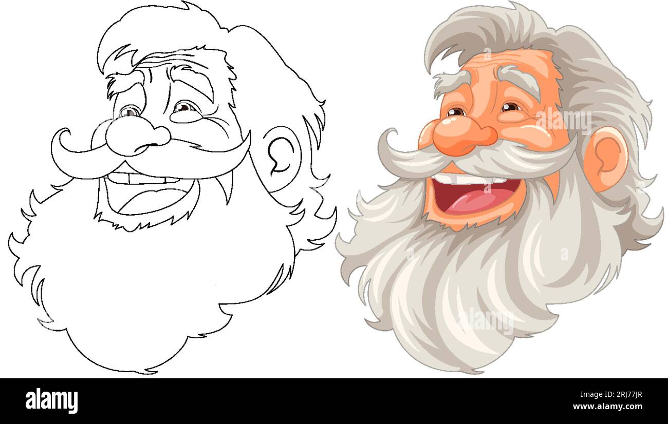 A cheerful cartoon illustration of an elderly man with a beard and ...