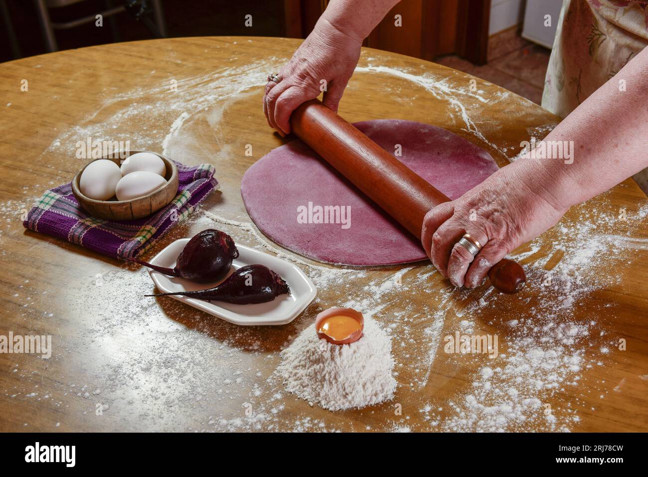 Picture of Hands kneading dough for homemade pasta Stock Photo - Alamy