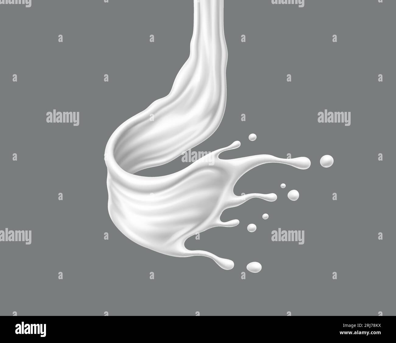 White yogurt or milk cream flow splash. Isolated 3d vector creamy dairy
