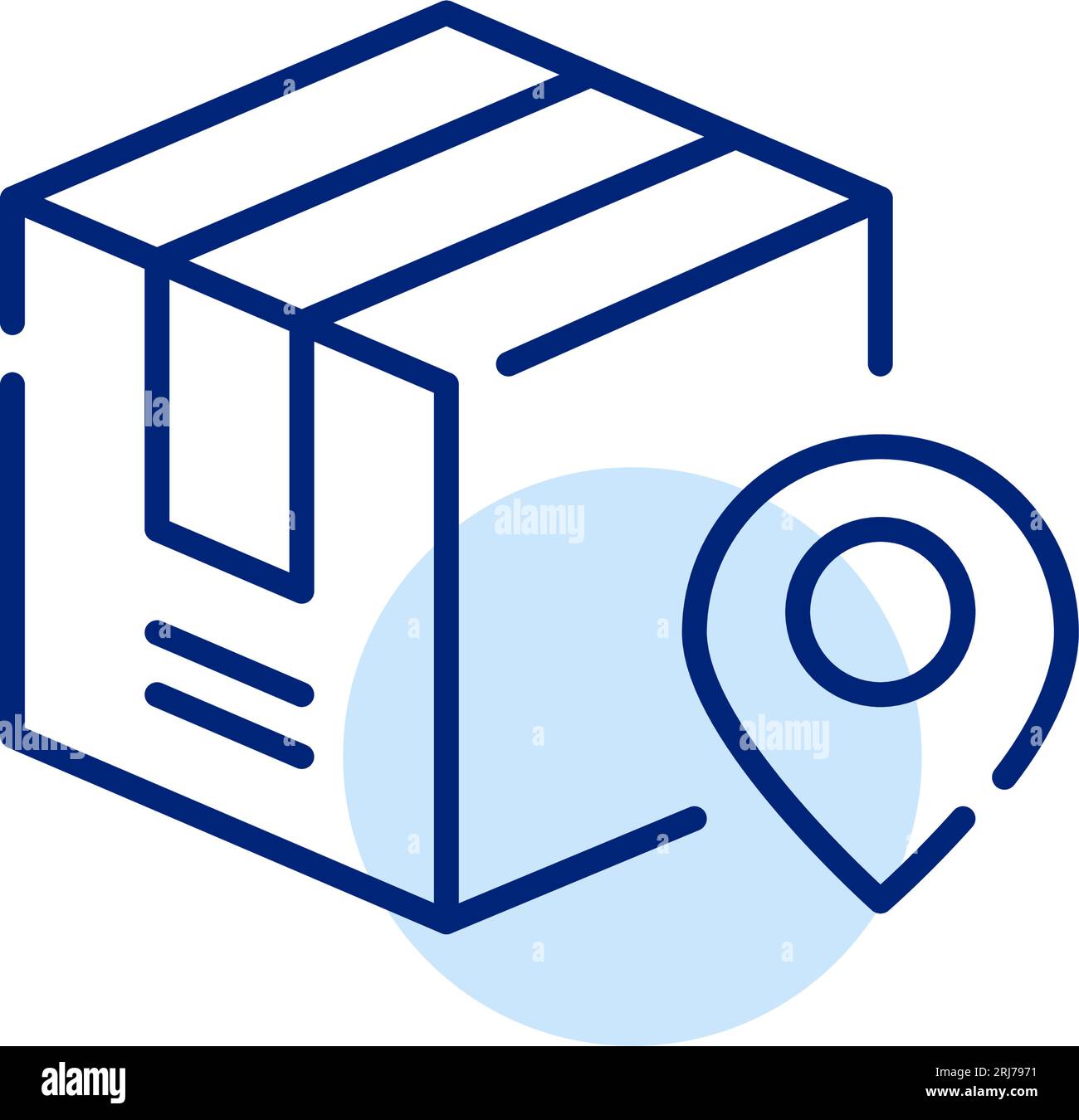 Delivery box. Parcel with map pointer symbol. Pixel perfect icon Stock Vector