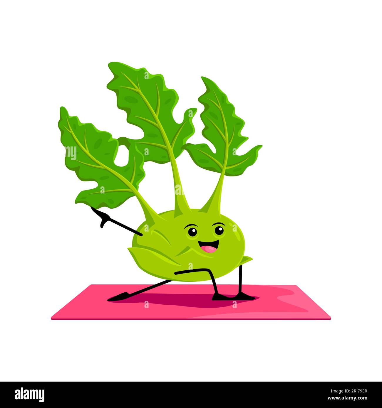 Cartoon kohlrabi vegetable character on yoga fitness sport. Playful ...