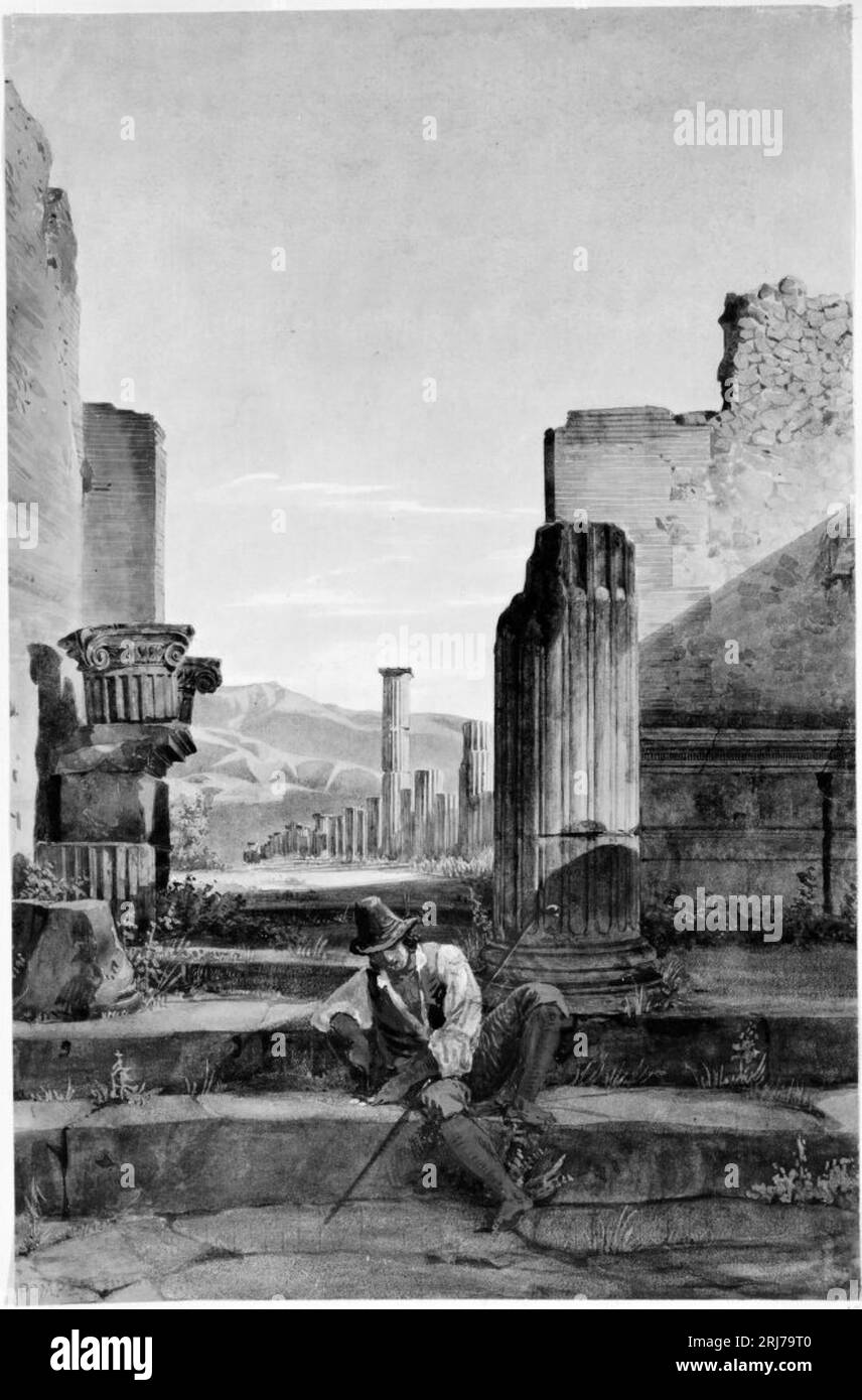 Ingång till Forum Triangulare, Pompeji by Fredrik Wilhelm Scholander Stock Photo