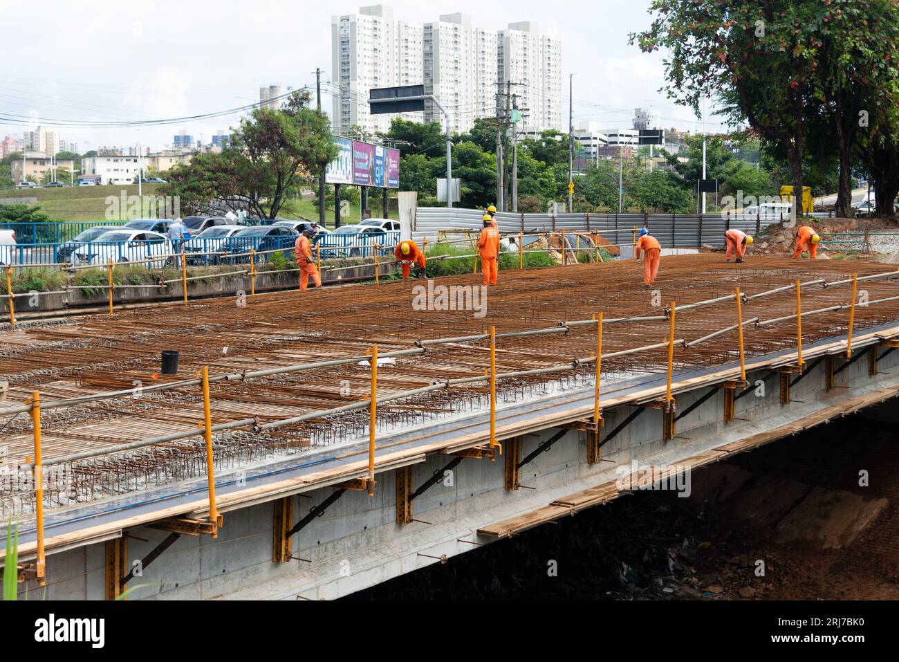 Salvador, Bahia, Brazil - August 11, 2023: Employees of a construction ...