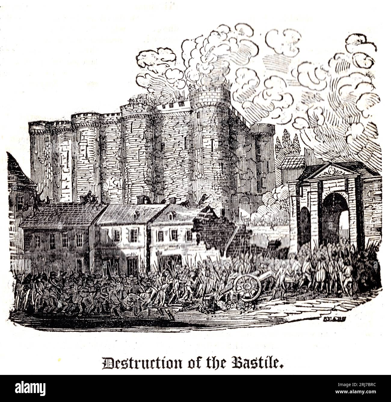 The Every-Day Book, William Hone (London, 1826) p.826 - Destruction Of The Bastille - wood engraving by Matthew Urlwin Sears Stock Photo