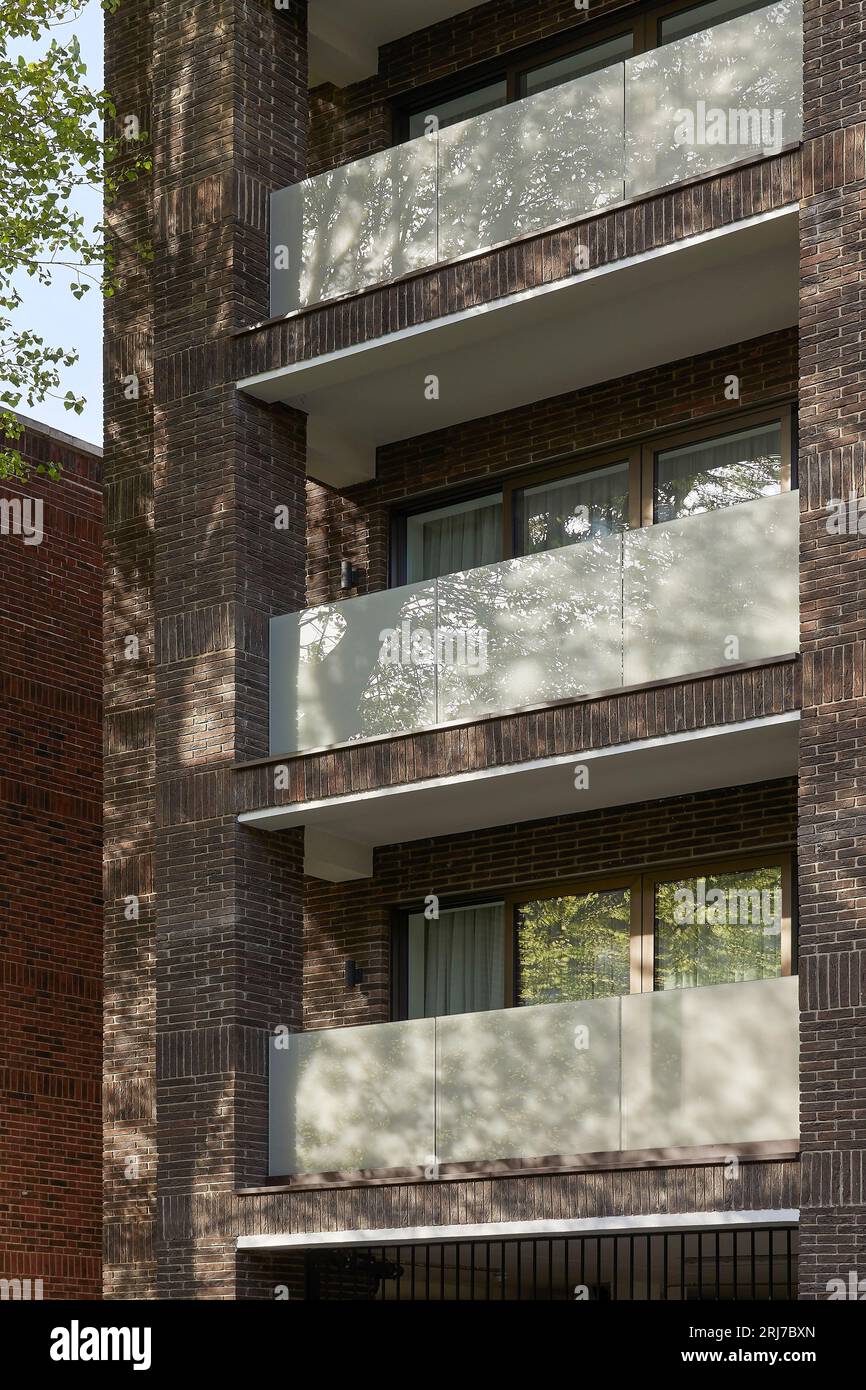 Balconies with glass balustrade. Wellington Road, London, United
