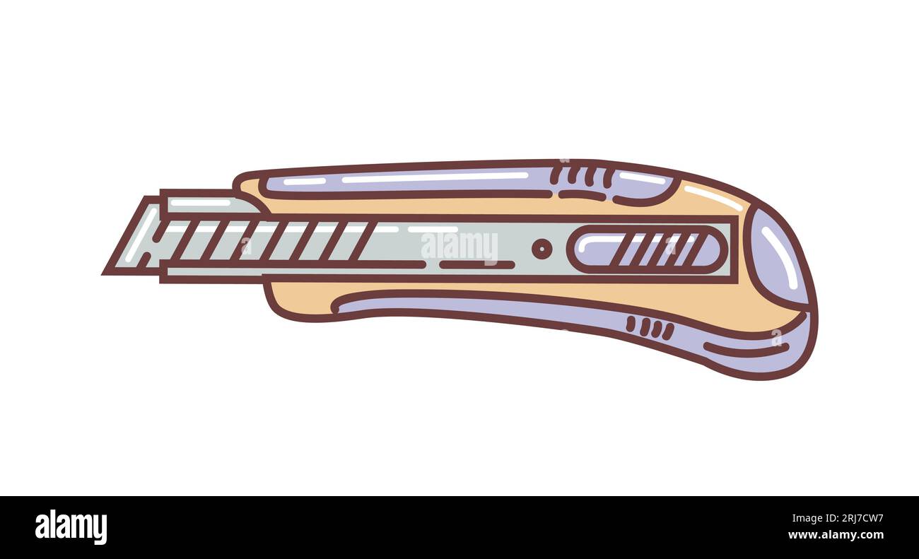 Boxcutter flat design vector illustration. Blade stationery knife