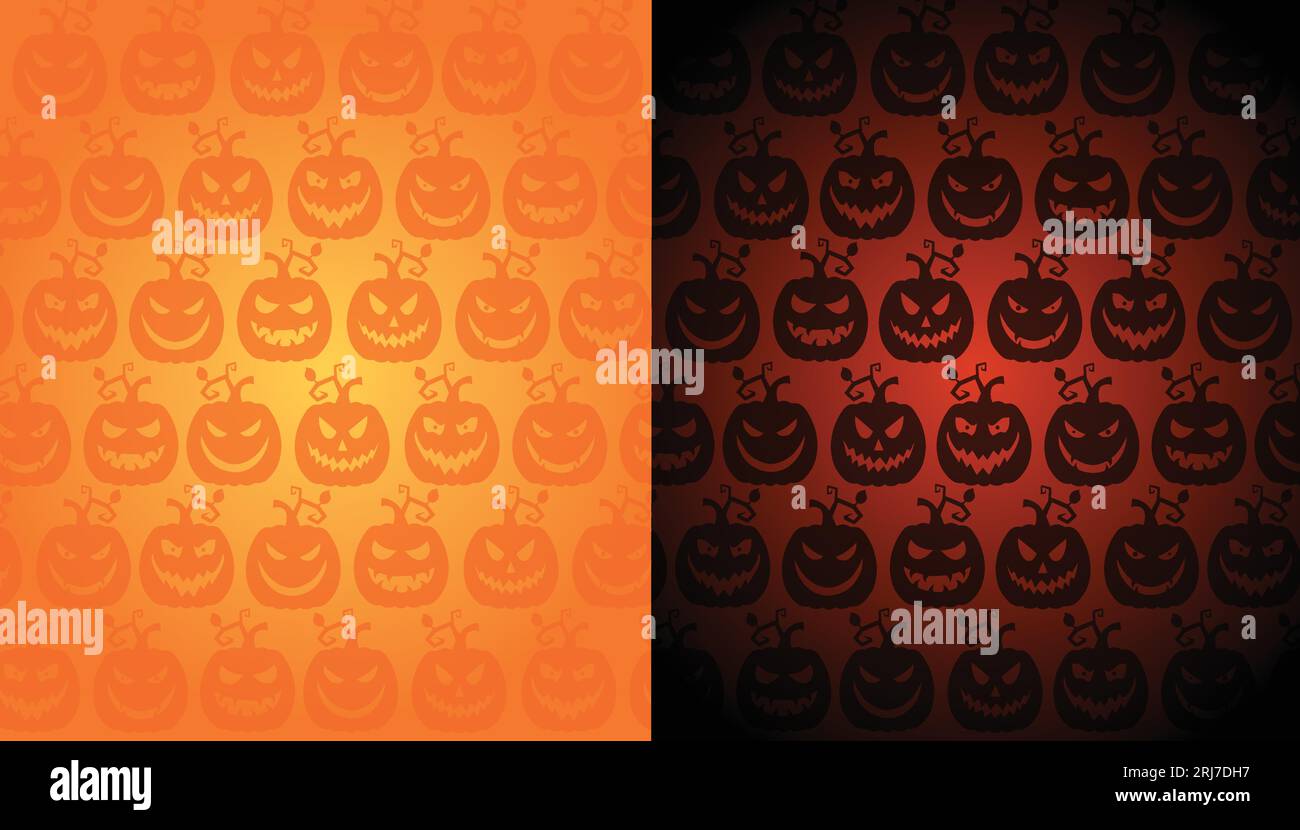 Seamless pattern for Halloween with different angry pumpkins.  Stock Vector