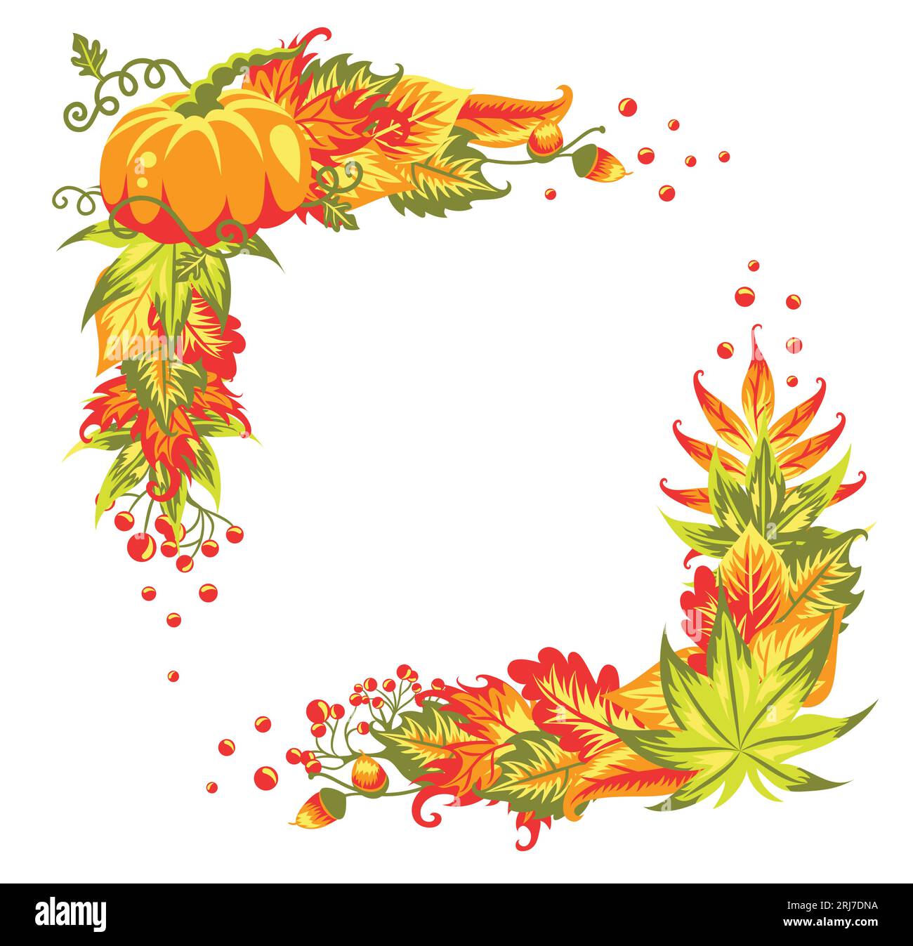 Halloween pumpkin leaves frame illustration Stock Vector Images - Alamy