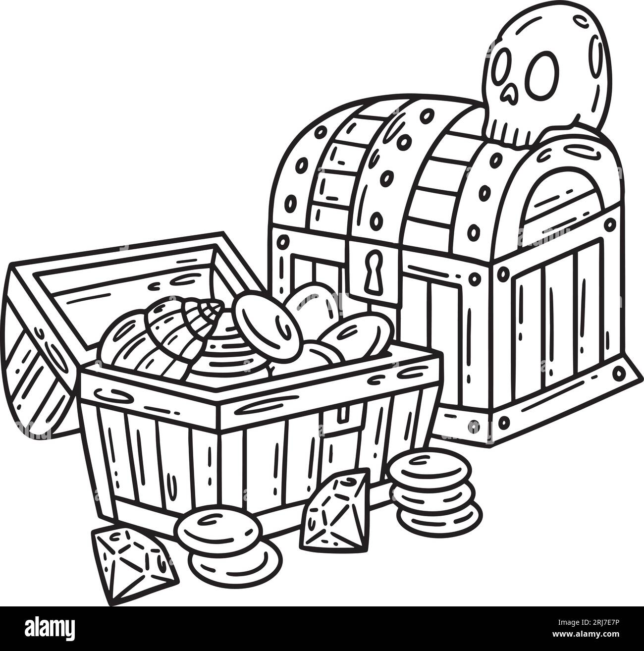 Pirate Chests Isolated Coloring Page for Kids Stock Vector Image & Art ...
