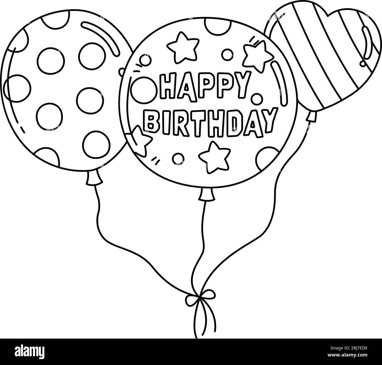 Birthday Balloons Isolated Coloring Page for Kids Stock Vector