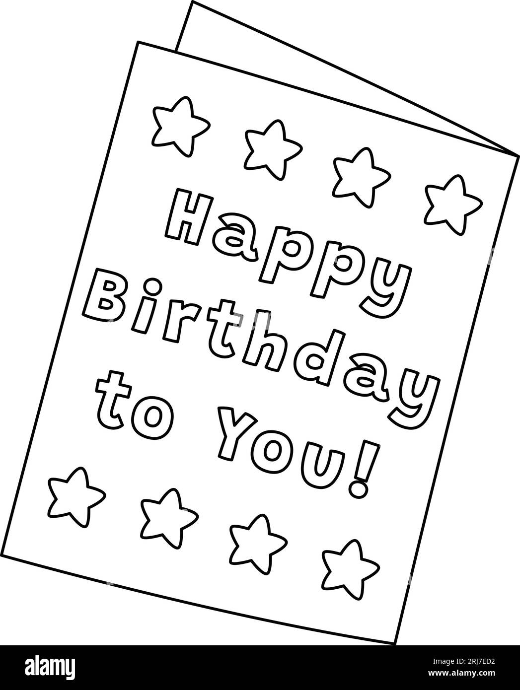 Birthday Card Isolated Coloring Page for Kids Stock Vector