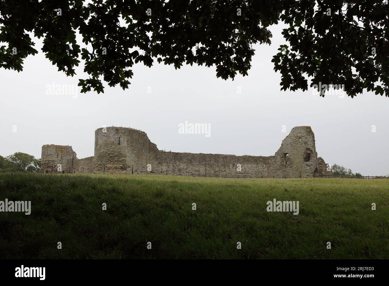 Pevensey Castle is situated not too far from Pevensey Bay where William of Normandy first landed during the Conquest of England in 1066. Stock Photo