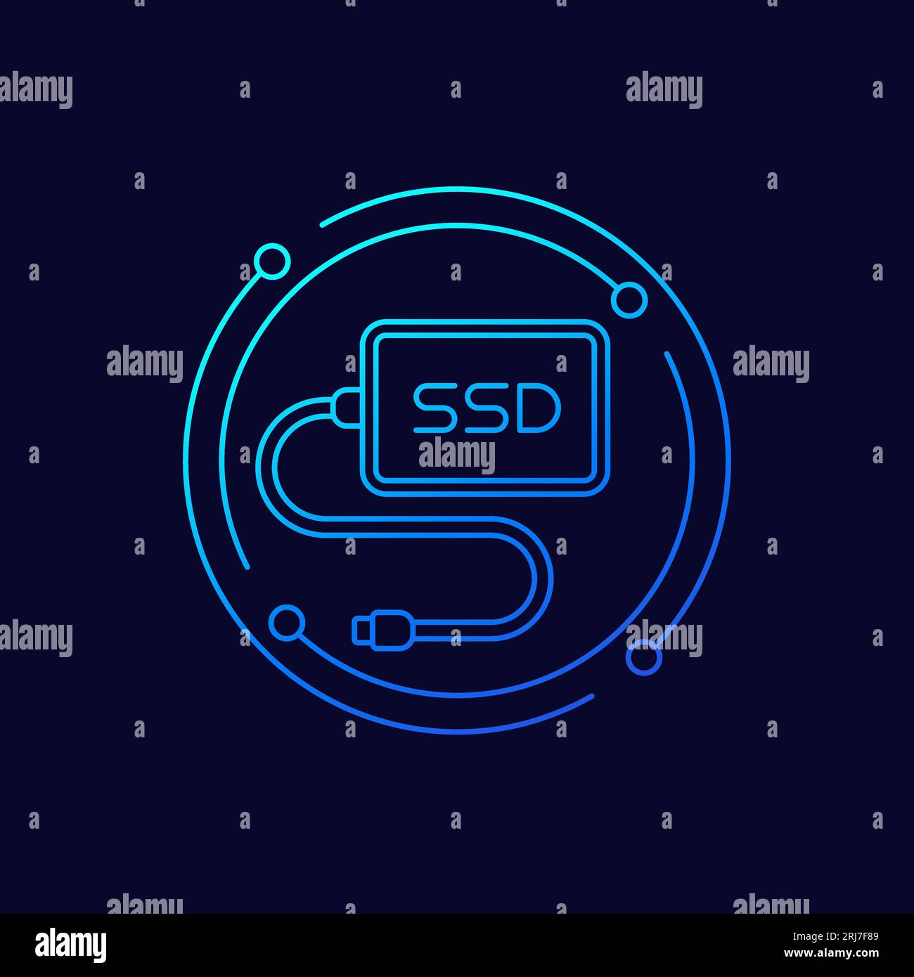 external ssd icon, linear design Stock Vector
