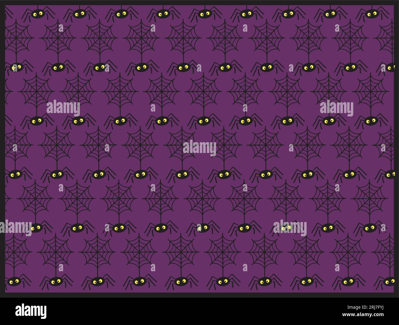 Seamless pattern for Halloween with spiders on purple background. Stock Vector