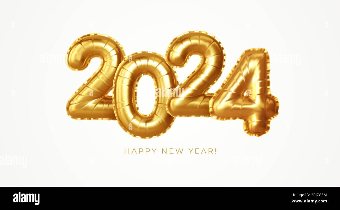 New year 2024 3d metal numbers Royalty Free Vector Image