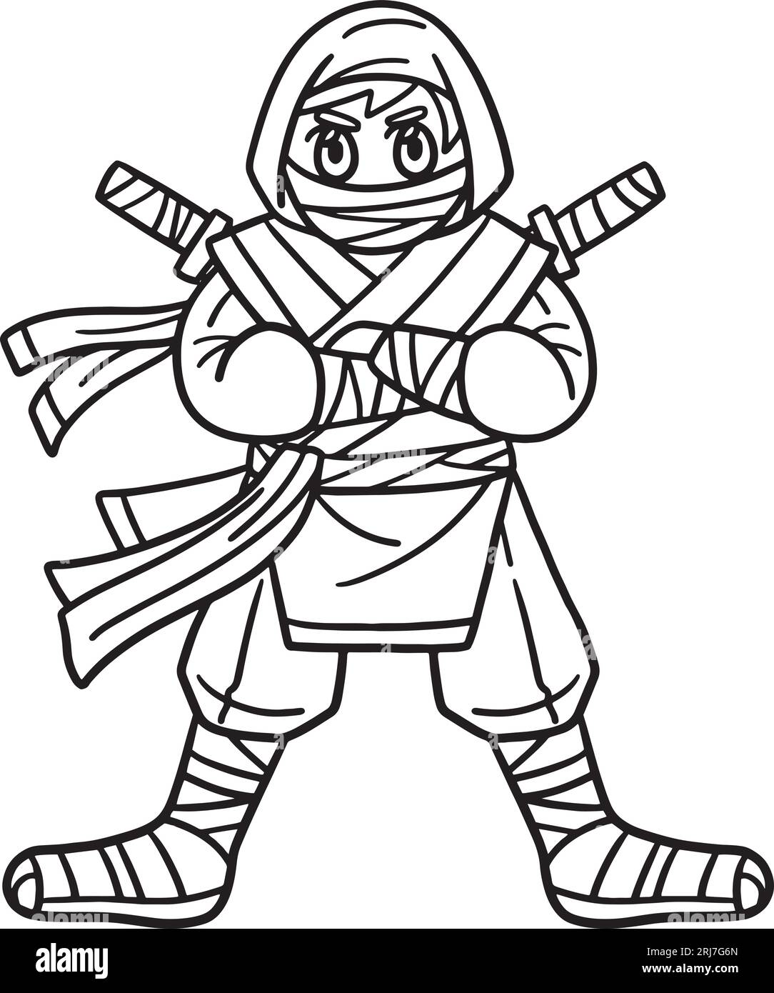 Ninja with Ninjato Isolated Coloring Page for Kids Stock Vector Image ...