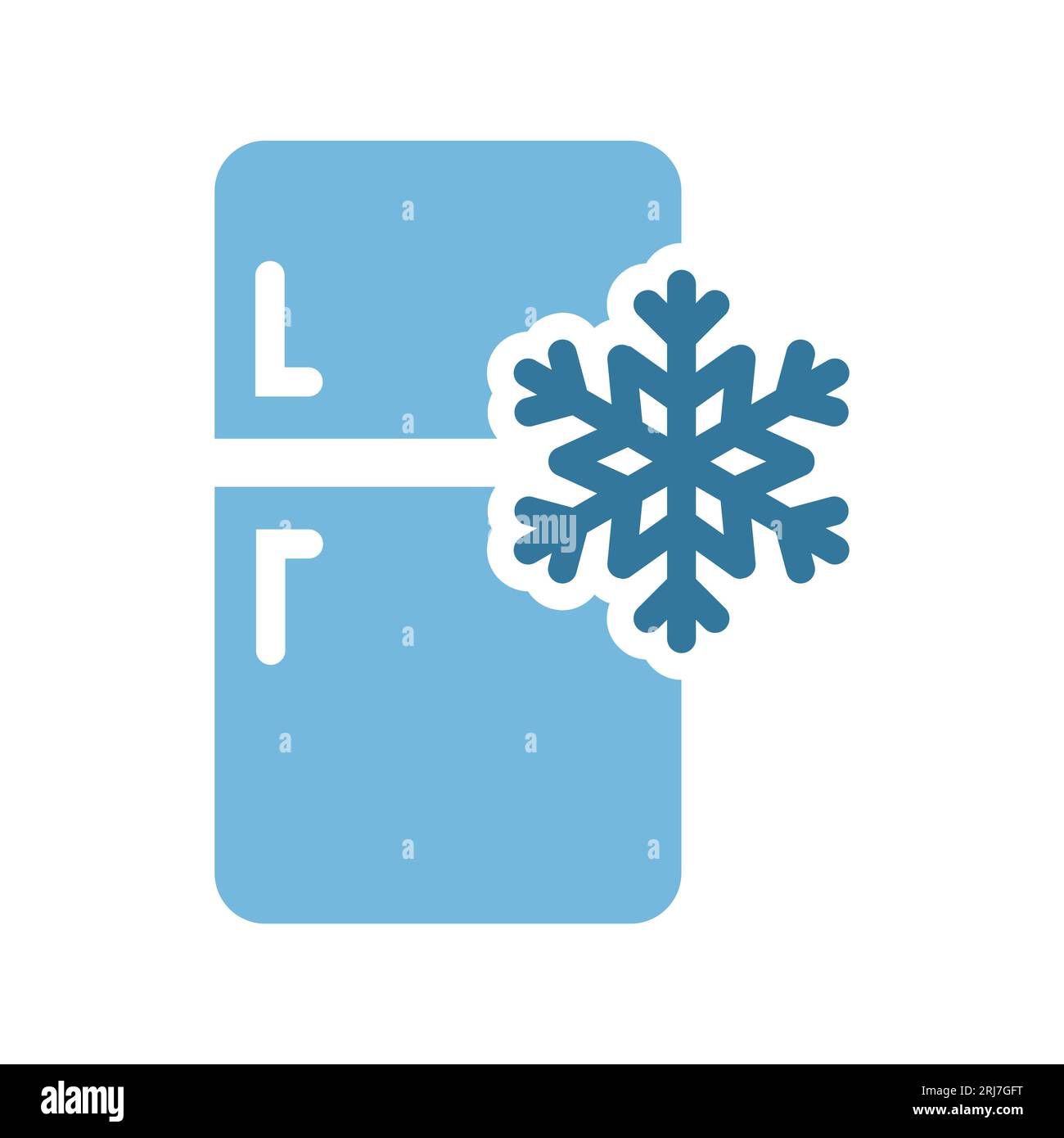 Fridge black isolated vector icon. Refrigerator and freezer symbol with snowflake. Stock Vector