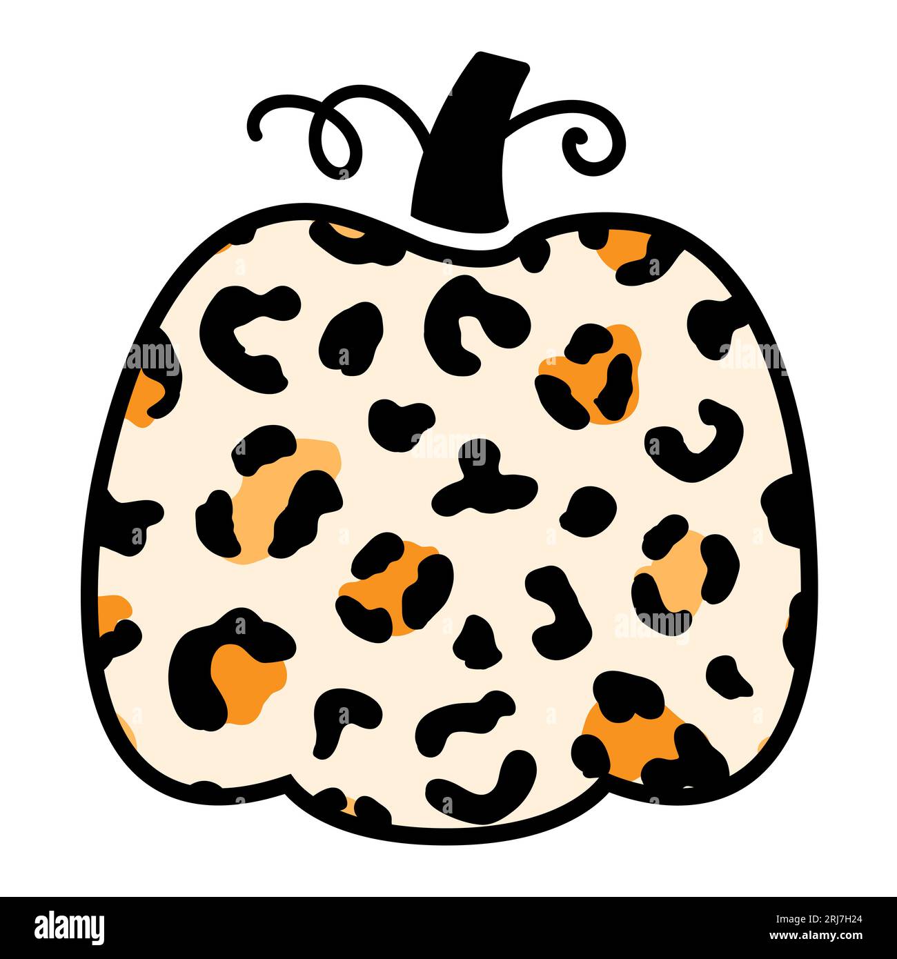 Decorative Cheetah Leopard Pumpkin Illustration Stock Vector